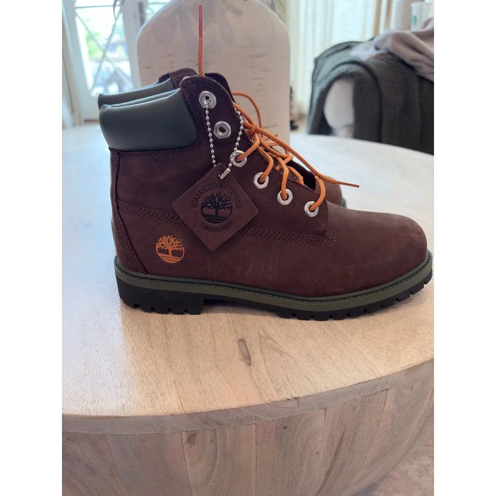 Timberland 6 Inch Waterproof Boot Boys 5.5 Brown NWT Nubuck Leather Gorpcore